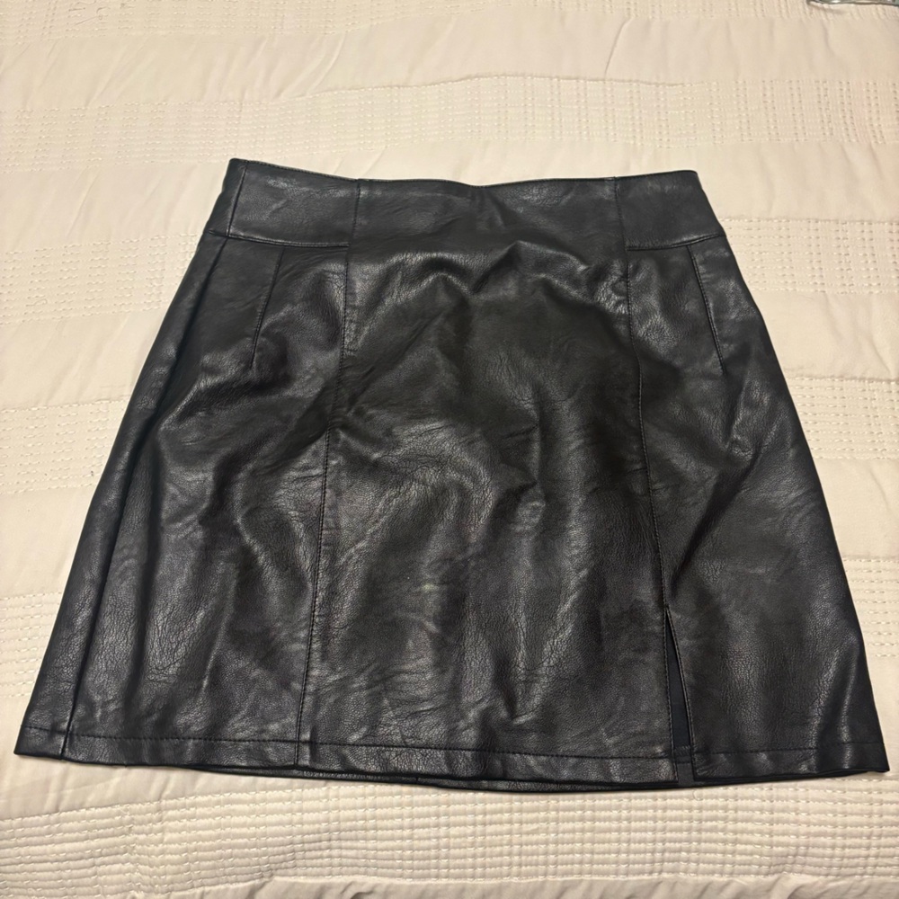 Topshop Black Faux Leather Mini Skirt